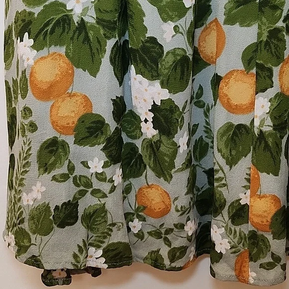 Reformation inka Floral Green and Orange Dress Drop Waist Sz Med - Picture 14 of 17